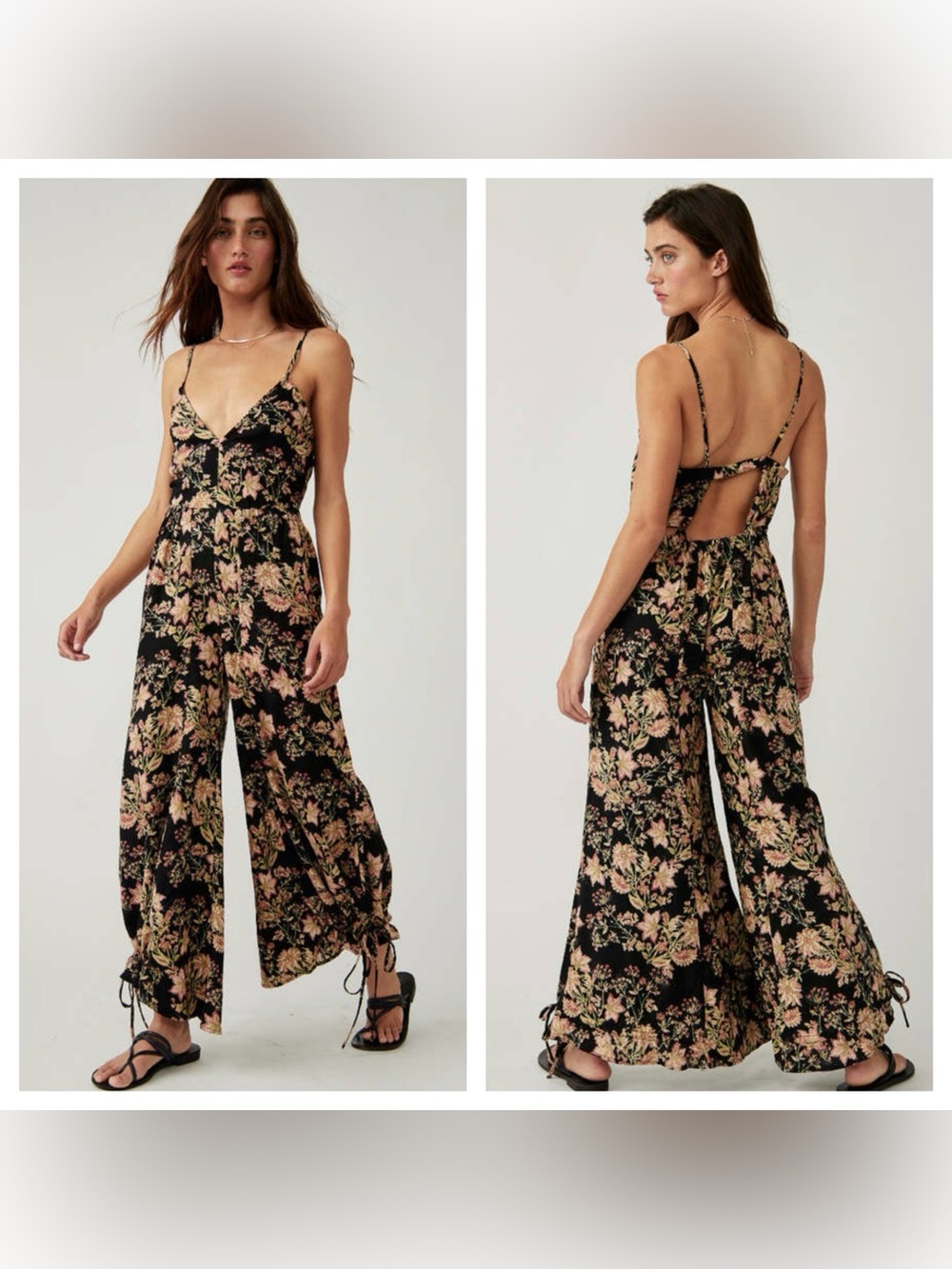 🌟B659. Free People Standout Printed Floral Wide Leg Jumpsuit